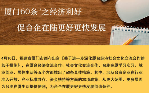 【圖侃産經(jīng)】“廈門60條”之經(jīng)濟(jì)利好 促臺企在陸更好更快發(fā)展