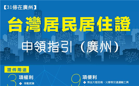 【31條在廣州】一圖讀懂臺胞在廣州申領(lǐng)居住證流程