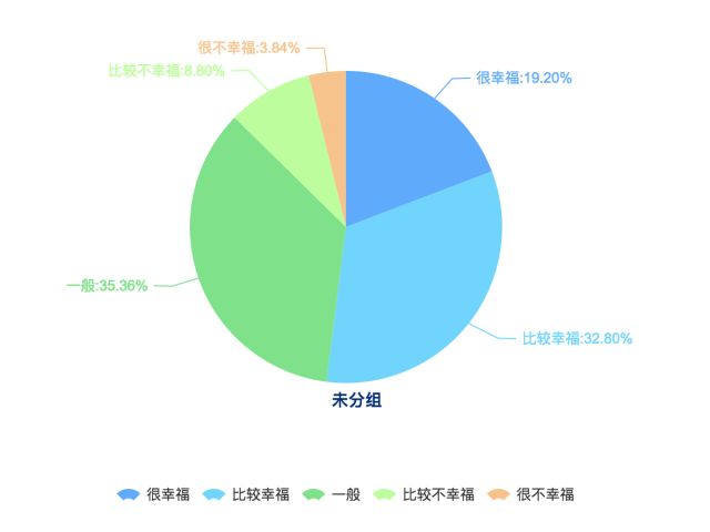 合肥受訪者在衡量生活是否幸福時主要考慮的是健康狀況（61.39%）、收入（42.99%）和家庭關(guān)係（39.97%），婚姻或感情生活在合肥受訪者影響幸福程度佔（28.66%），生態(tài)環(huán)境對合肥受訪者幸福感的影響並不明顯（9.65%），這與全國受訪者的普遍選擇較為相似。在全國受訪者中，認(rèn)為影響幸福的因素主要是健康狀況（54.19%）、家庭關(guān)係（47.79%）和收入（43.81%）。