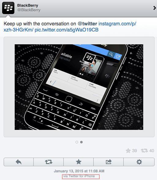 黑莓又被打臉：推特官方賬號竟用iPhone發(fā)帖