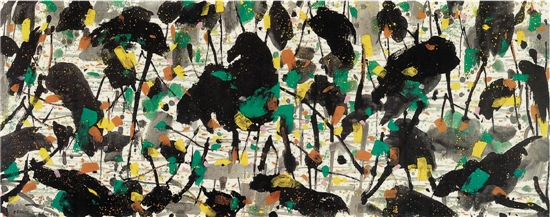 吳冠中 荷塘 彩墨畫(huà) 144×368.5cm 1997年