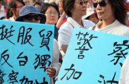 臺公民正義聯(lián)盟發(fā)起反“反服貿(mào)協(xié)議”集會遊行