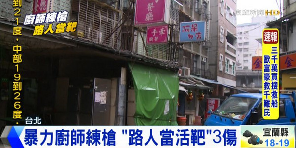 臺北市陳姓廚師買了一把玩具槍，竟從4樓住處向樓下路人亂開。（臺媒圖）