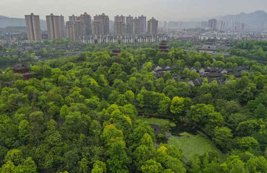 重慶璧山秀湖濕地公園景色（3月29日攝，無(wú)人機(jī)照片）。新華社記者 王全超 攝