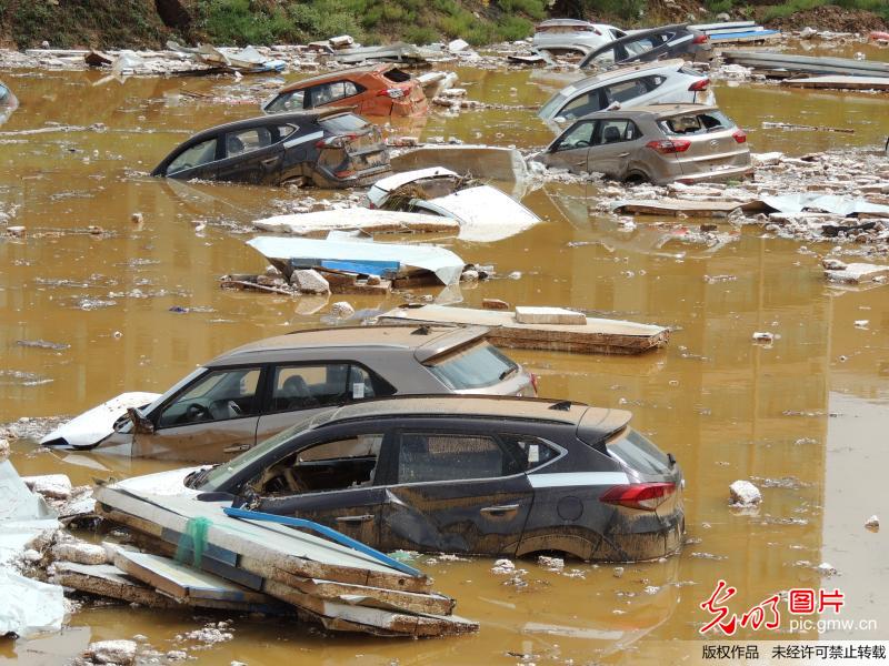 西寧降雨致停車場(chǎng)百臺(tái)新車被淹 場(chǎng)面似災(zāi)難大片